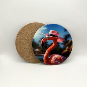 Korkowa podkładka pod kubek - FLAMINGO